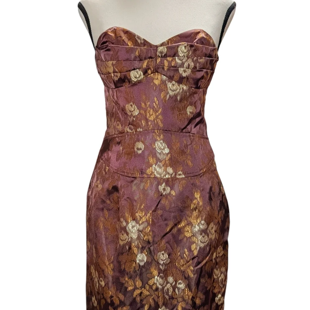 To the Max Strapless Dress in Brown and Gold - Picture 5 of 10